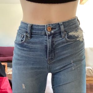 High waisted skinny ripped jeans